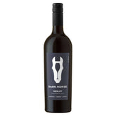 A bottle of Dark Horse - Merlot Red Wine (14.5% ABV) - 750ml with a horse head on it.